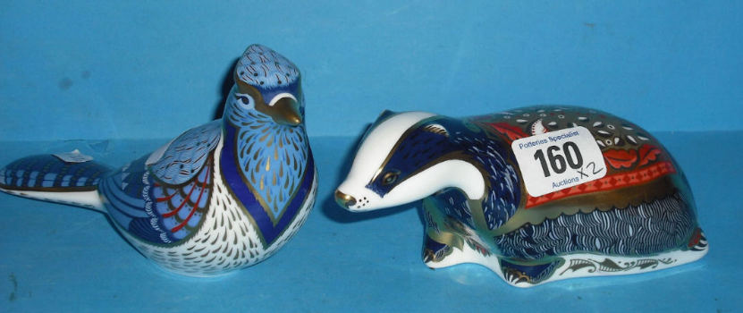 Appraisal: Royal Crown Derby Paperweights Moonlight Badger Guild Piece And Blue