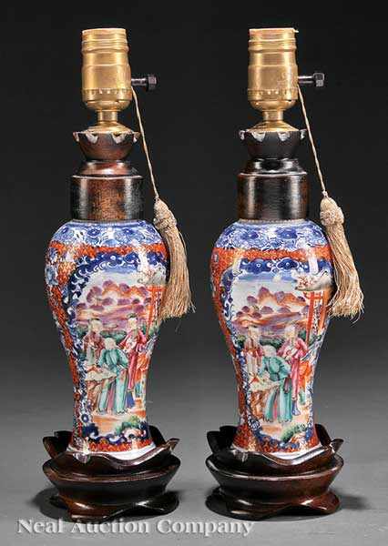 Appraisal: A Pair of Chinese Export Mandarin Palette Porcelain Vases probably