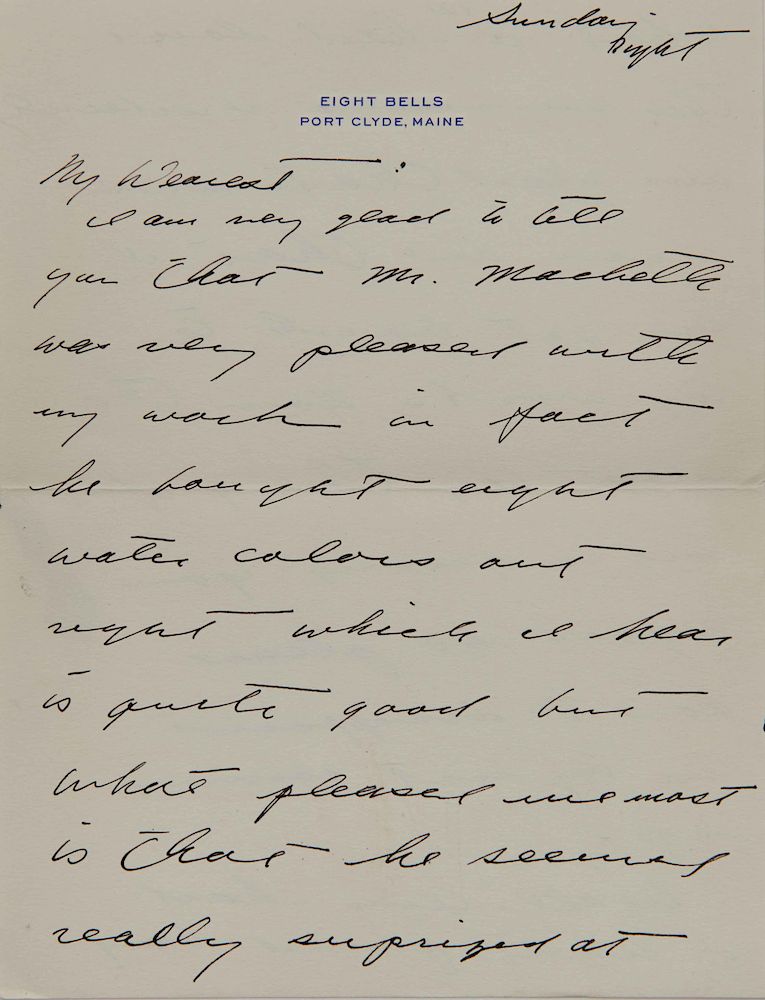 Appraisal: Letter from ANDREW WYETH American - to Alice Moore Letter