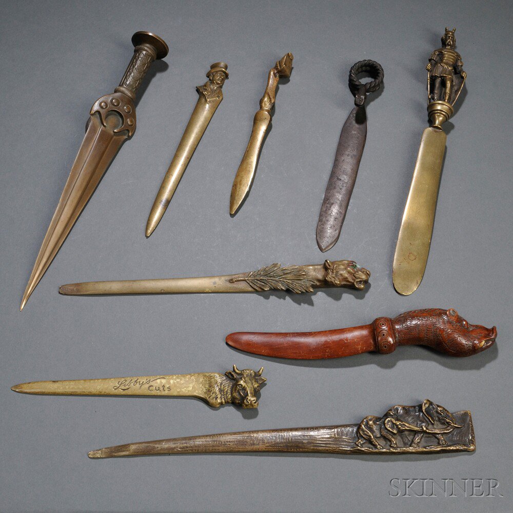 Appraisal: Nine Letter Openers th century a bronze dagger-form lg six