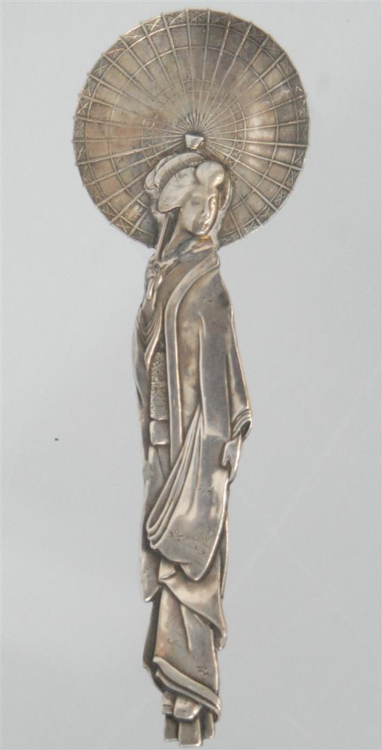 Appraisal: ORIENTAL SILVER OBJECT Geisha with a parasol L