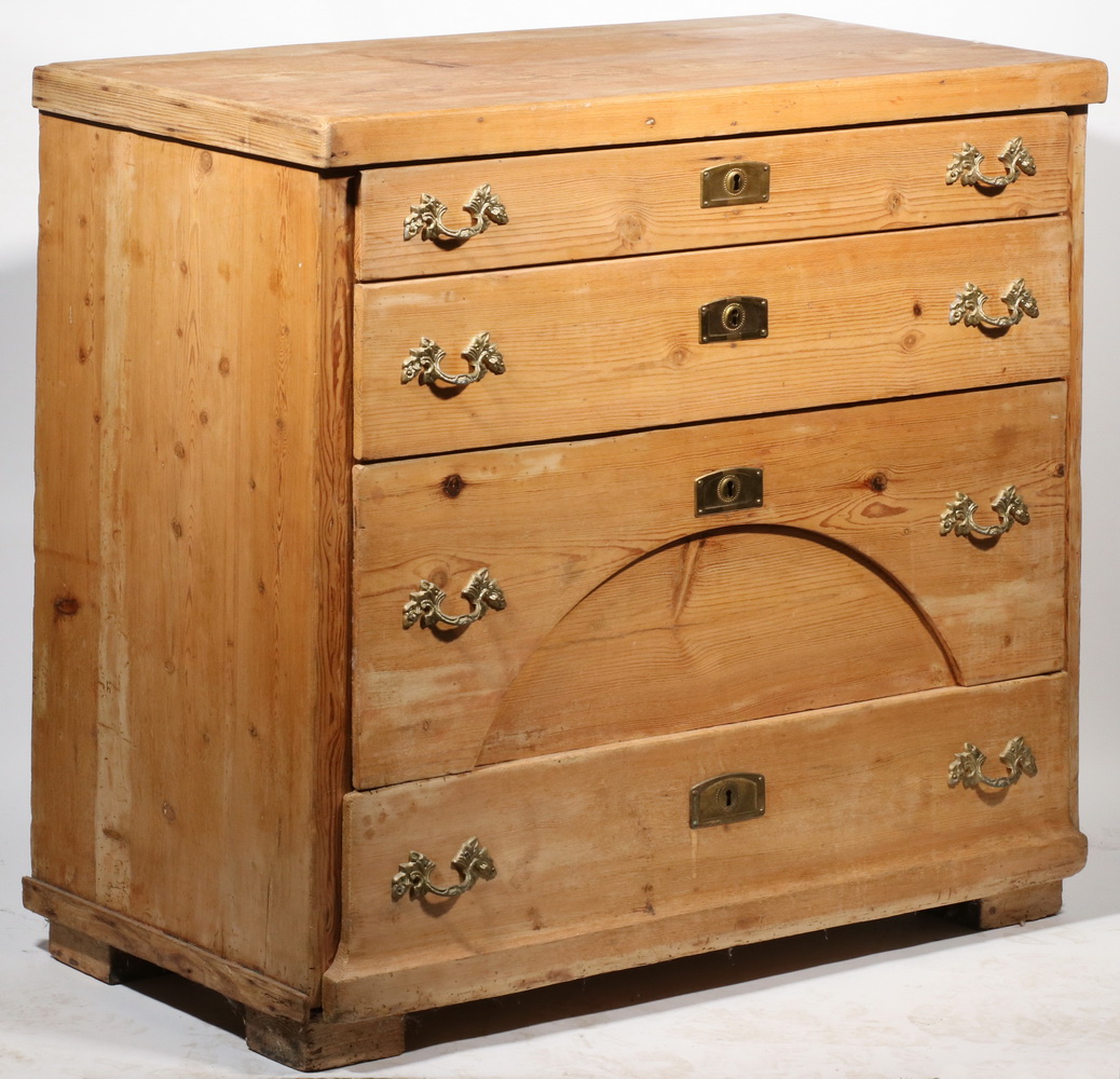 Appraisal: SCRUBBED PINE CHEST th c Four-Drawer Pine Chest top with