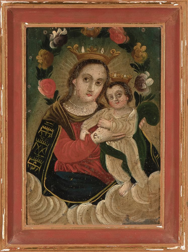 Appraisal: Spanish Colonial Retablo of Madonna and Christ Child th Century