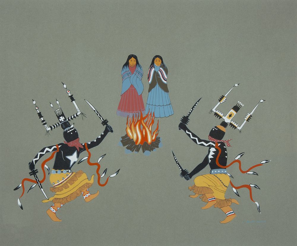 Appraisal: Allan Houser Apache Crown Dance Allan Houser Chiricahua Apache -