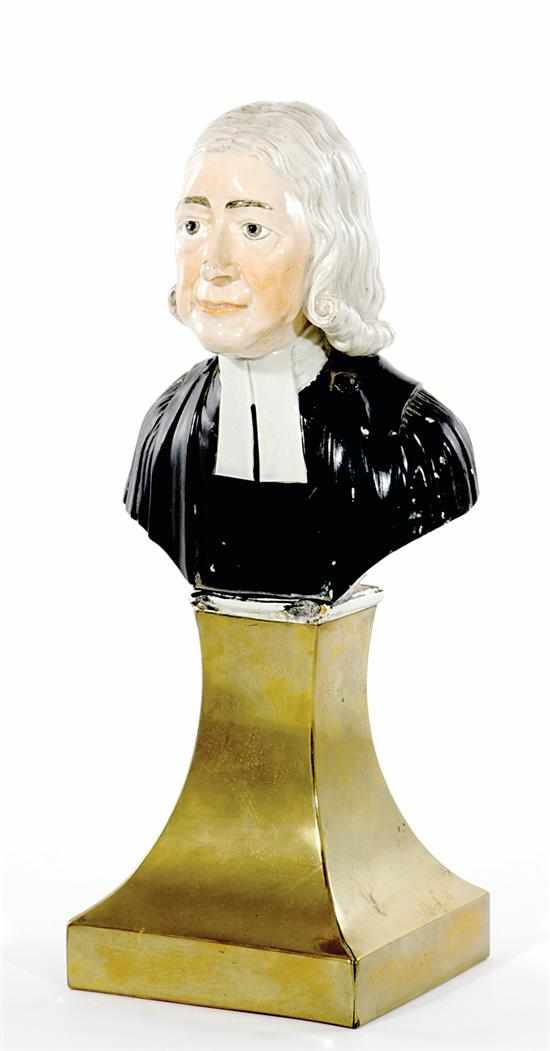 Appraisal: Staffordshire bust Reverend John Wesley th century modeled wearing white