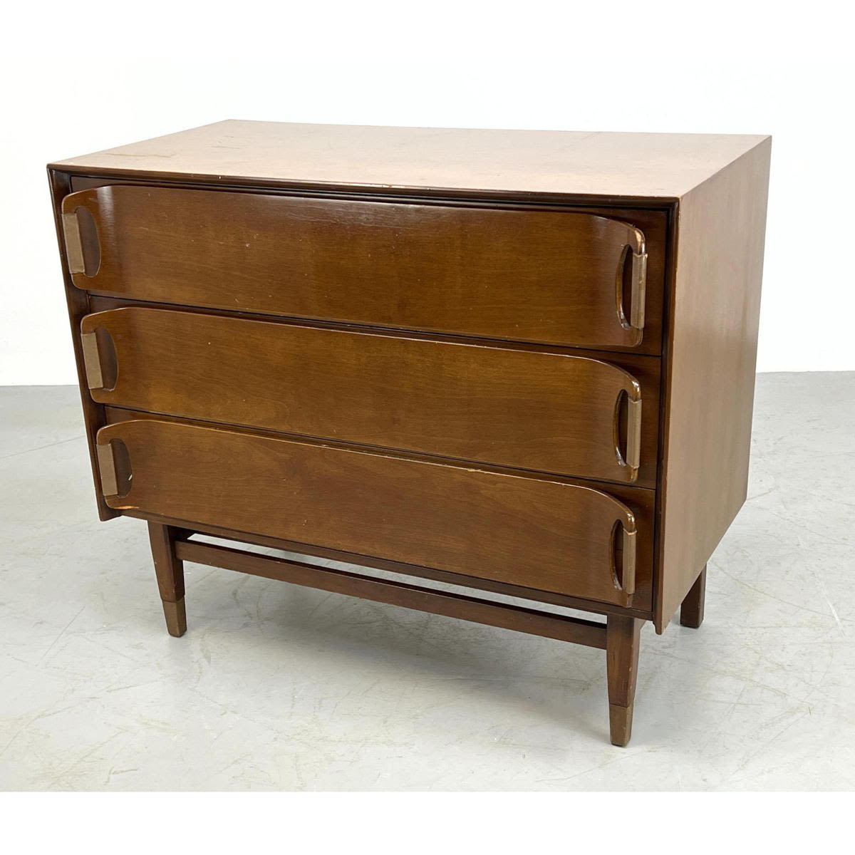 Appraisal: RAMSEUR American Modern Walnut Bachelor's Chest Dresser Unique drawer construction