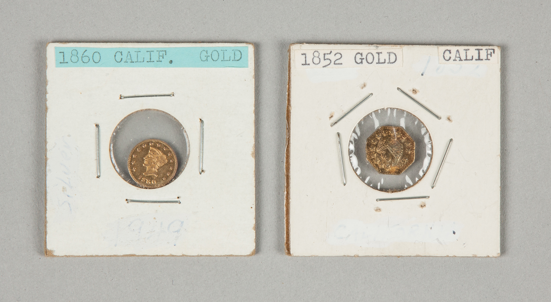 Appraisal: Two Half Dollar California Gold Pieces half dollar gold piece