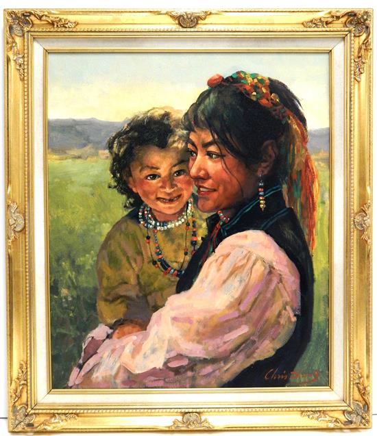 Appraisal: Christopher Z Y Zhang Chinese American b Mother and Child