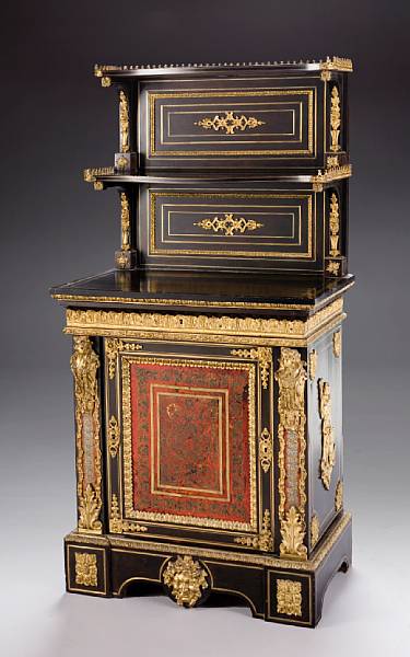 Appraisal: A Napoleon III gilt bronze mounted and boulle decorated ebonized