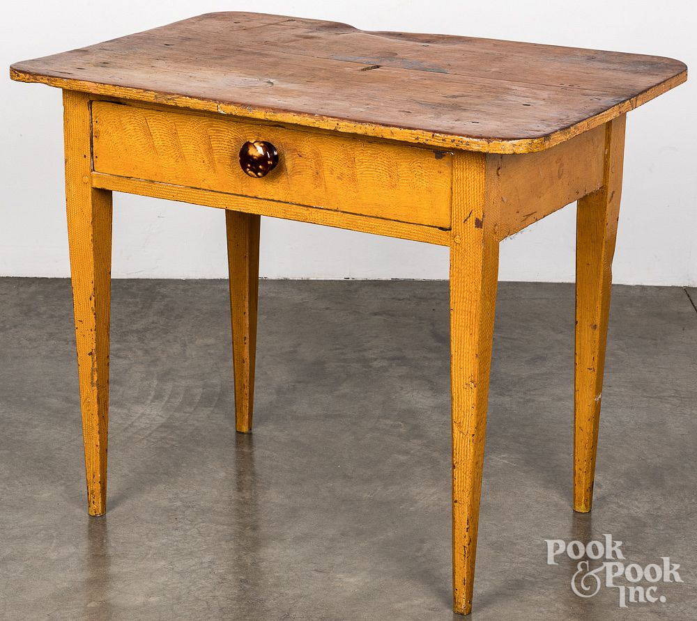 Appraisal: Painted pine work table th c Painted pine work table