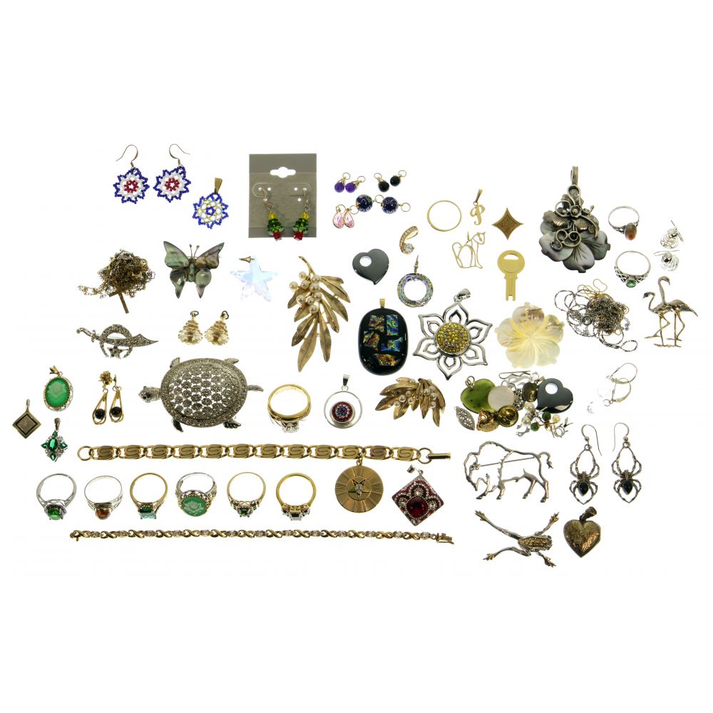 Appraisal: K YELLOW GOLD STERLING SILVER AND COSTUME JEWELRY ASSORTMENTIncluding k