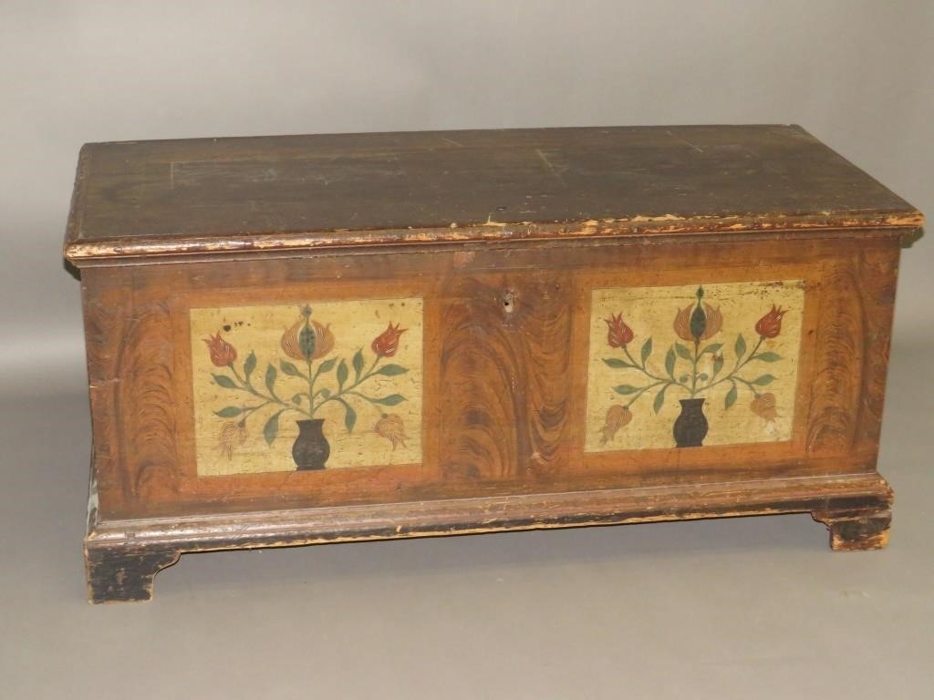 Appraisal: JOHANNES SELTZER BLANKET CHESTca paint decorated blanket chest with remnants