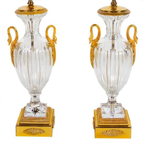 Appraisal: A Pair of Empire Style Gilt Bronze Mounted Cut Glass