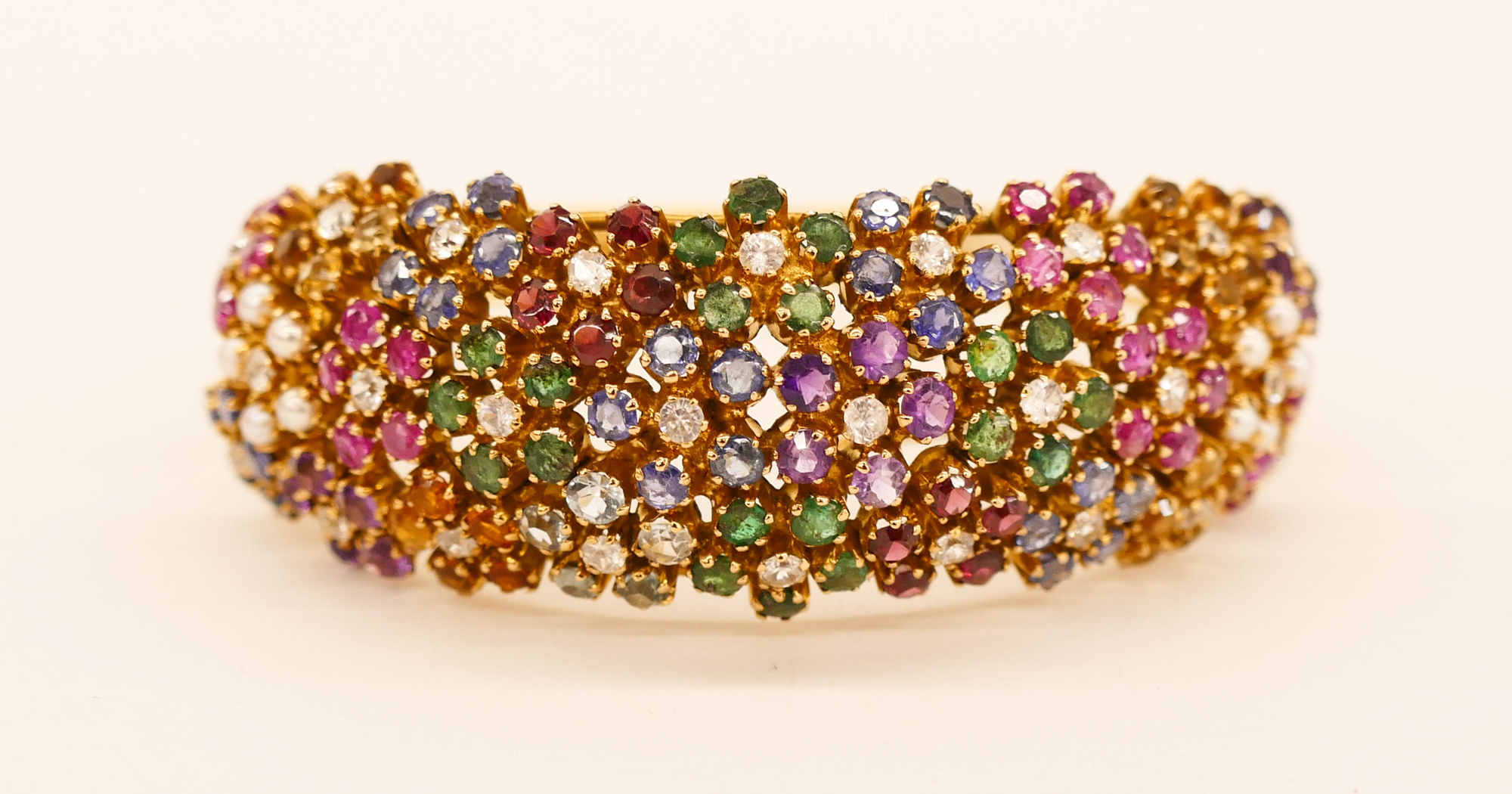 Appraisal: Lady's k Multi-Colored Gemstone Bangle Bracelet '' Diameter It consists