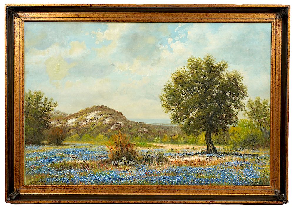 Appraisal: William Thrasher 'Bluebonnets' Oil on Canvas William Thrasher American -