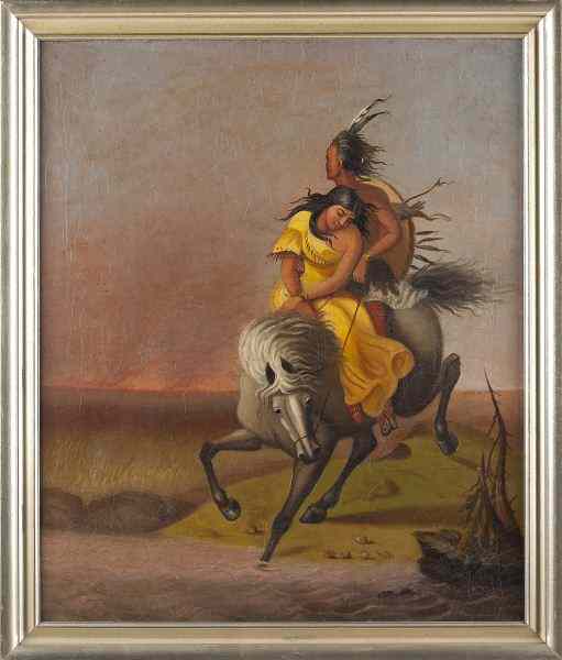 Appraisal: att Felix Darley Am - Indian Captiveoil on canvas lined