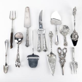 Appraisal: Grouping of Twelve Sterling Silver Silver Handle and Silverplate Silverware