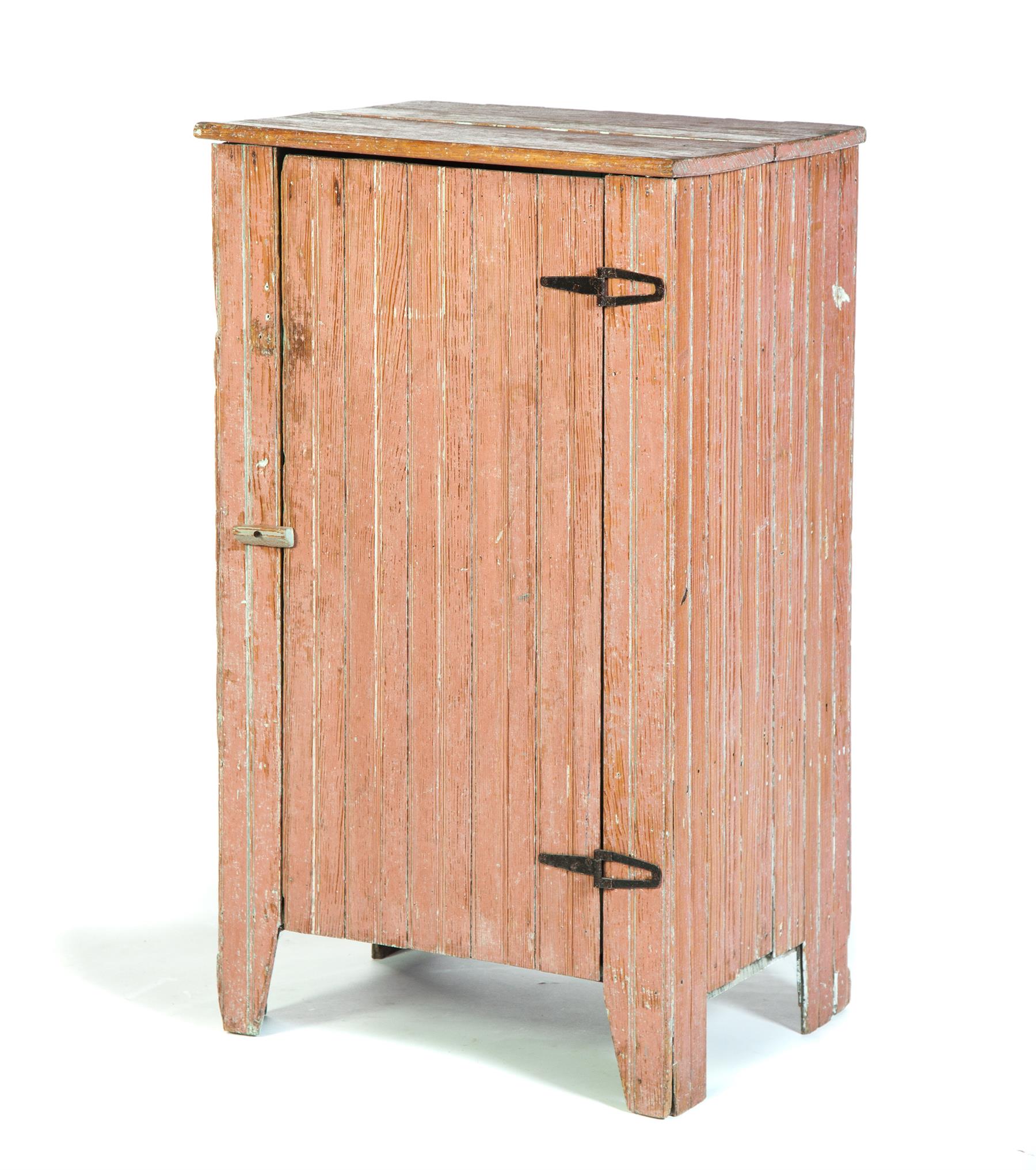 Appraisal: SMALL AMERICAN CUPBOARD Late th century Beadboard cupboard with single