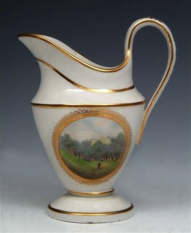 Appraisal: A PINXTON CREAM JUG painted with two panels to include