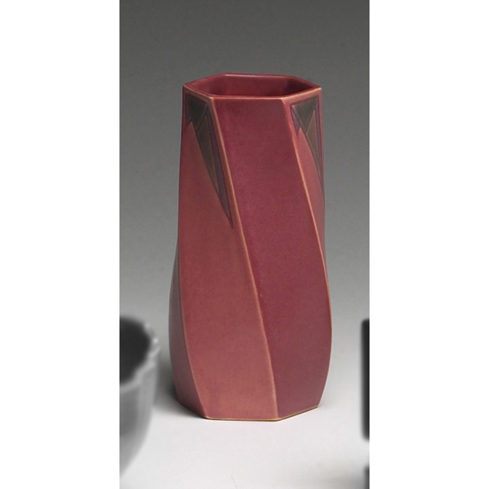 Appraisal: Roseville Futura vase twisting shape in pink with blue and