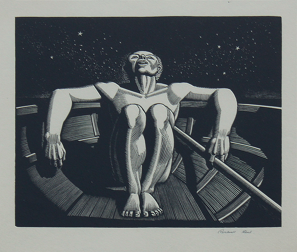 Appraisal: KENT Rockwell American - ''The Drifter'' Woodcut '' x ''