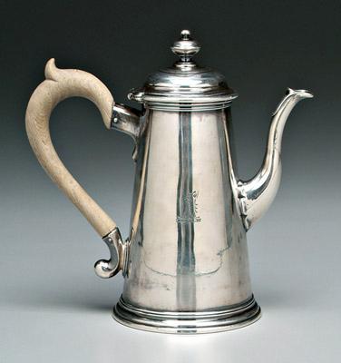 Appraisal: Diminutive George II silver coffeepot lighthouse form with dome top