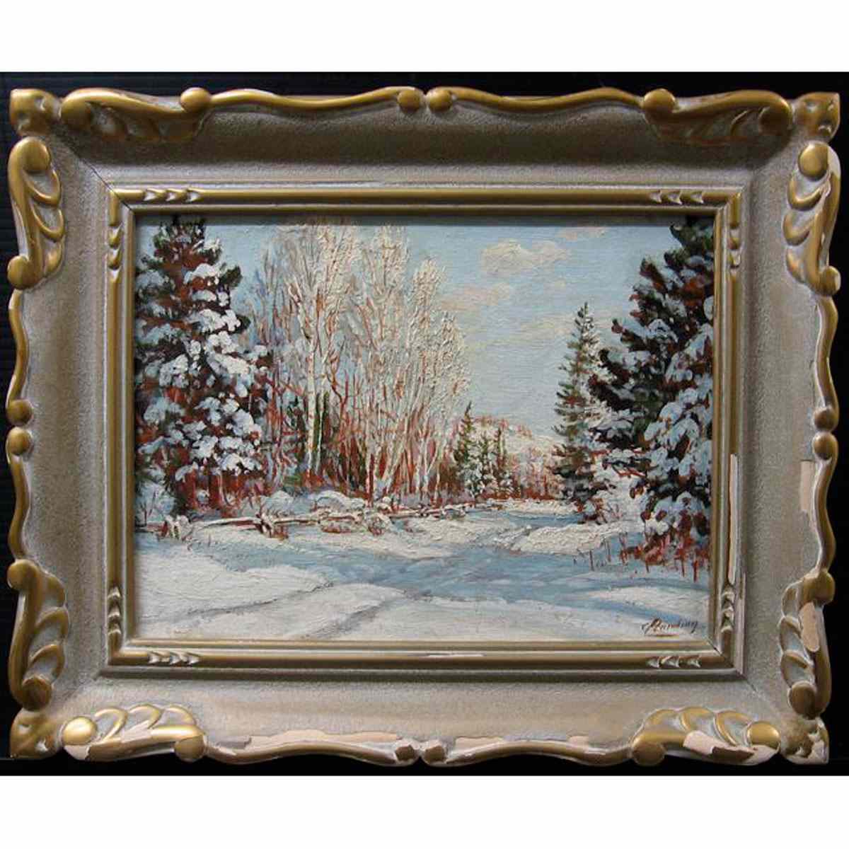 Appraisal: OTTO PLANDING CANADIAN - WINTER SCENE OIL ON MASONITE SIGNED