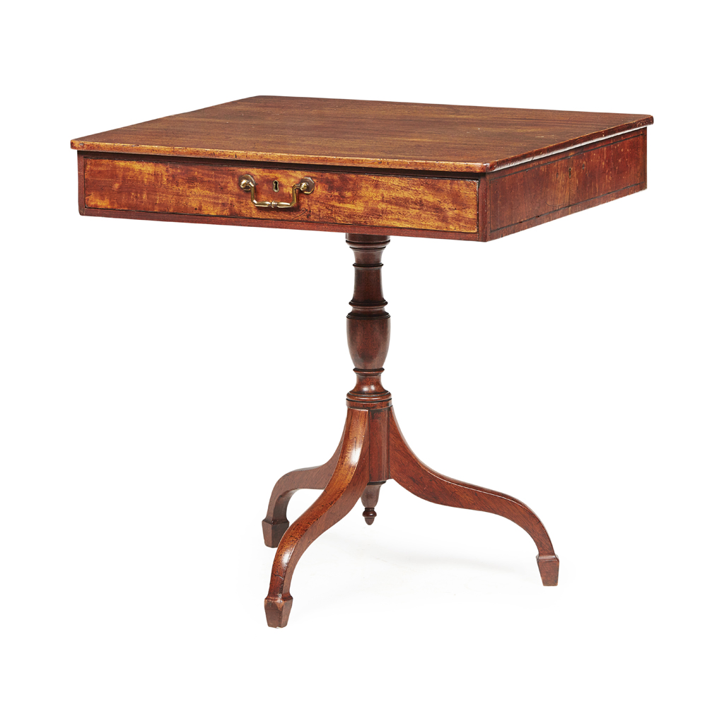 Appraisal: LATE GEORGE III MAHOGANY TRIPOD WRITING TABLE LATE TH CENTURY