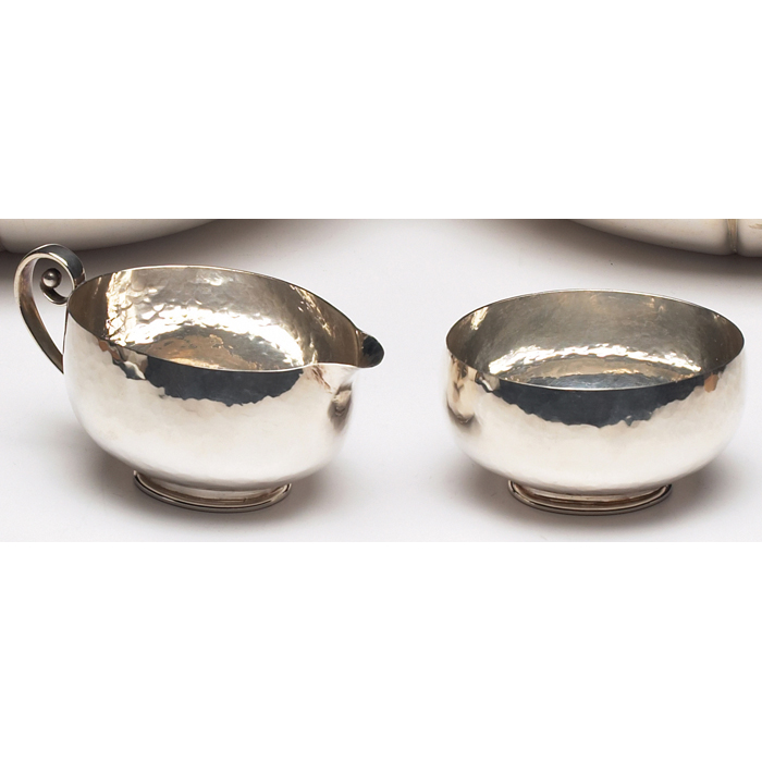 Appraisal: Randahl creamer and sugar oval shape in hand wrought sterling