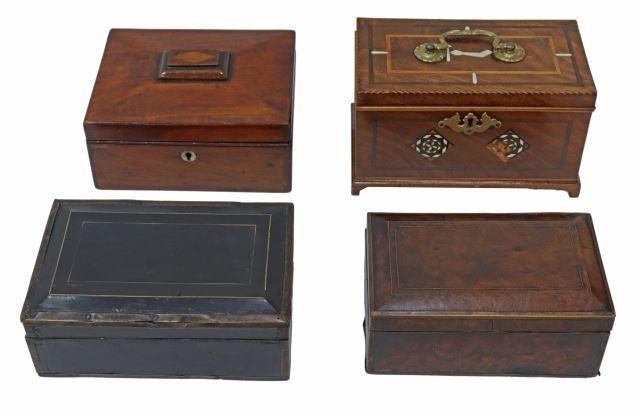 Appraisal: lot of English table boxes th c highlights include mahogany