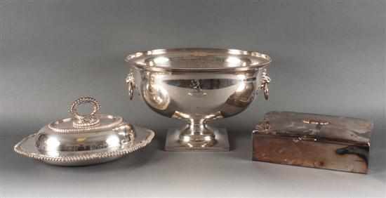 Appraisal: Sheffield silver-plate on copper pedestal bowl and two other silver-plated