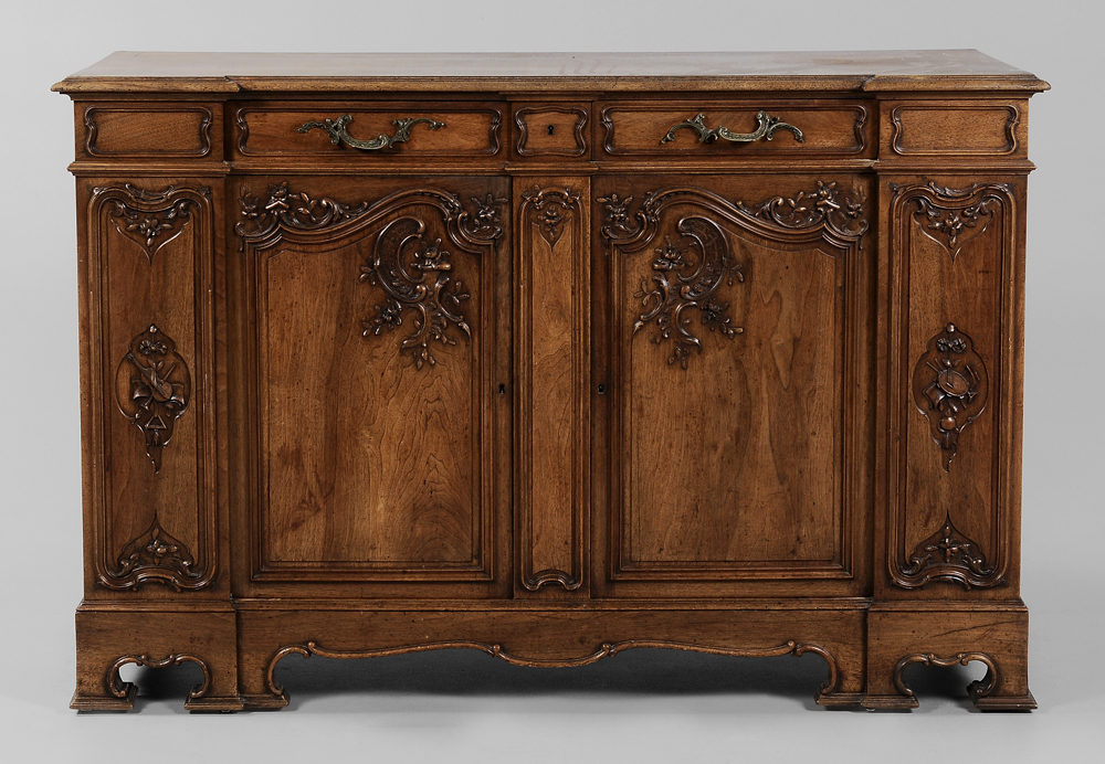 Appraisal: Provincial Louis XV Style Carved Walnut Server French late- th