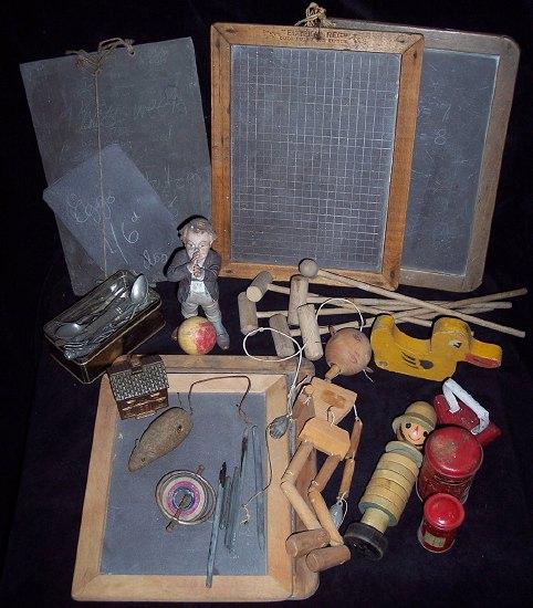 Appraisal: Six table croquet mallets two small blackboards and a quantity