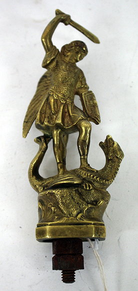 Appraisal: CAR MASCOT SAINT GEORGE AND THE DRAGON A gilt-bronze radiator