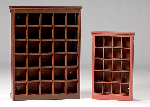 Appraisal: TWO WALL-MOUNTED SHAVING MUG CABINETS first is painted red and