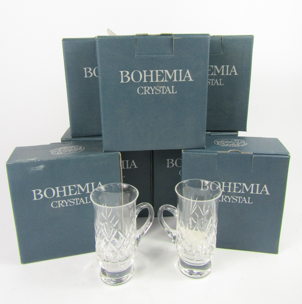 Appraisal: Fourteen Bohemian crystal Irish whiskey glasses boxed