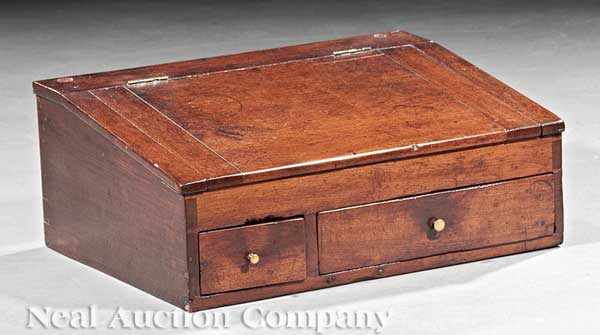 Appraisal: A Federal Mahogany Slant-Top Lap Desk late th c dovetailed