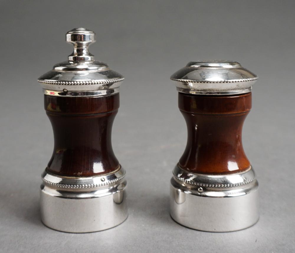 Appraisal: Pair Cartier Sterling Silver and Wood Salt Shaker and Pepper