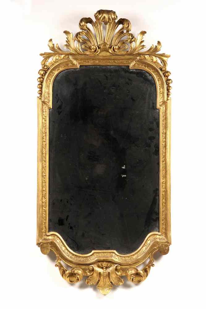 Appraisal: HALL MIRROR -English Chippendale Gilt Framed Beveled Glass Mirror in