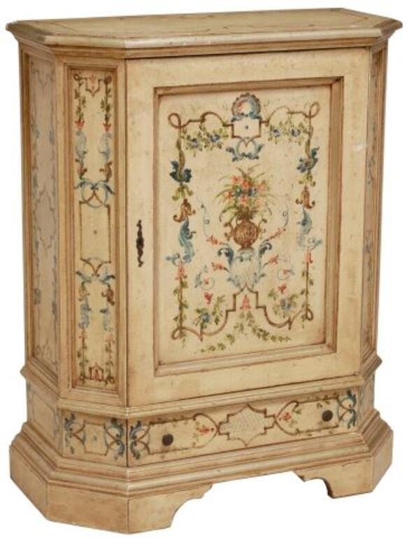 Appraisal: Italian paint decorated console cabinet th c cabinet door opening