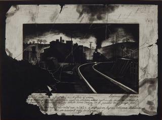 Appraisal: Michael Flanagan etching Michael Flanagan American - - ''Damascus Junction''-