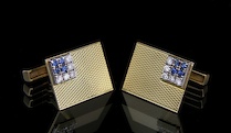 Appraisal: k Yellow Gold Diamond and Sapphire Cufflinks An elegant pair