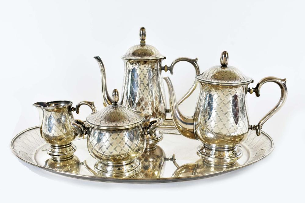 Appraisal: DUTCH EXPORT SWEDISH MARKET SILVER TEA SERVICECirca The underside of