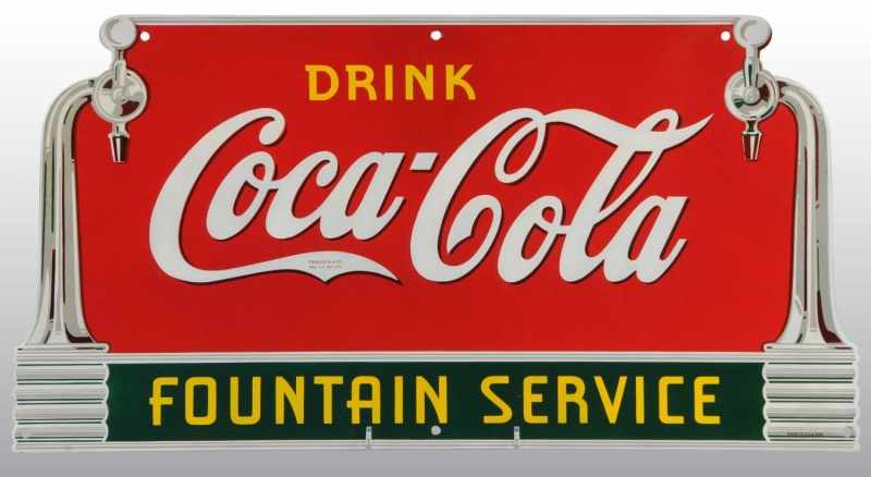 Appraisal: Porcelain Coca-Cola Fountain Service Sign Description Great graphics Has been