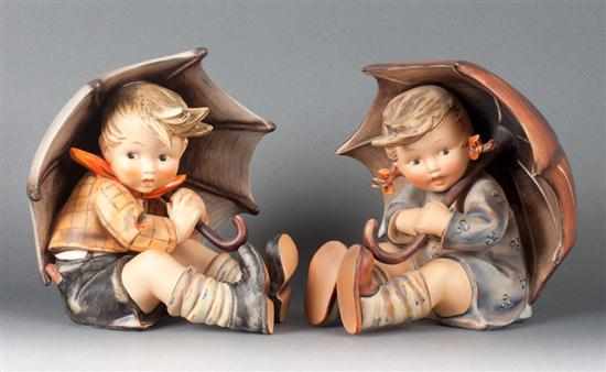 Appraisal: Two large Hummel figures ''Umbrella Boy'' and ''Umbrella Girl'' Estimate