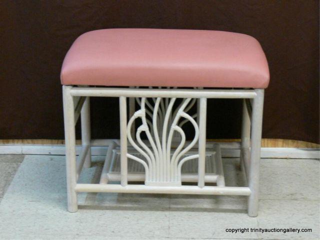 Appraisal: Rattan Bamboo Aloha Cushioned Side Table Like new - owner