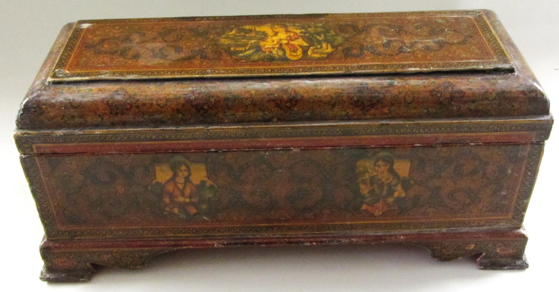 Appraisal: A Qajar lacquered wooden pen box Iran late th century