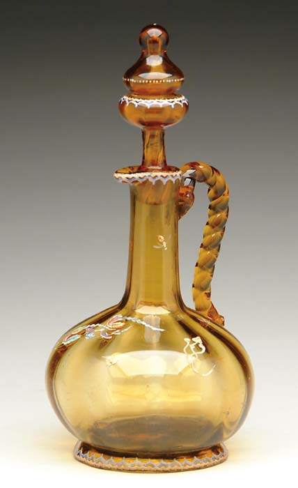 Appraisal: GALLE BOTTLE Early Crystallerie bottle with enameled floral and insects