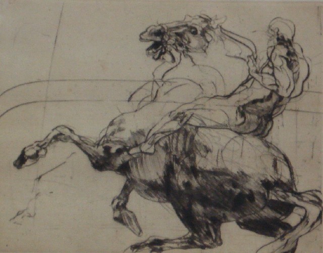 Appraisal: Etching horse and rider