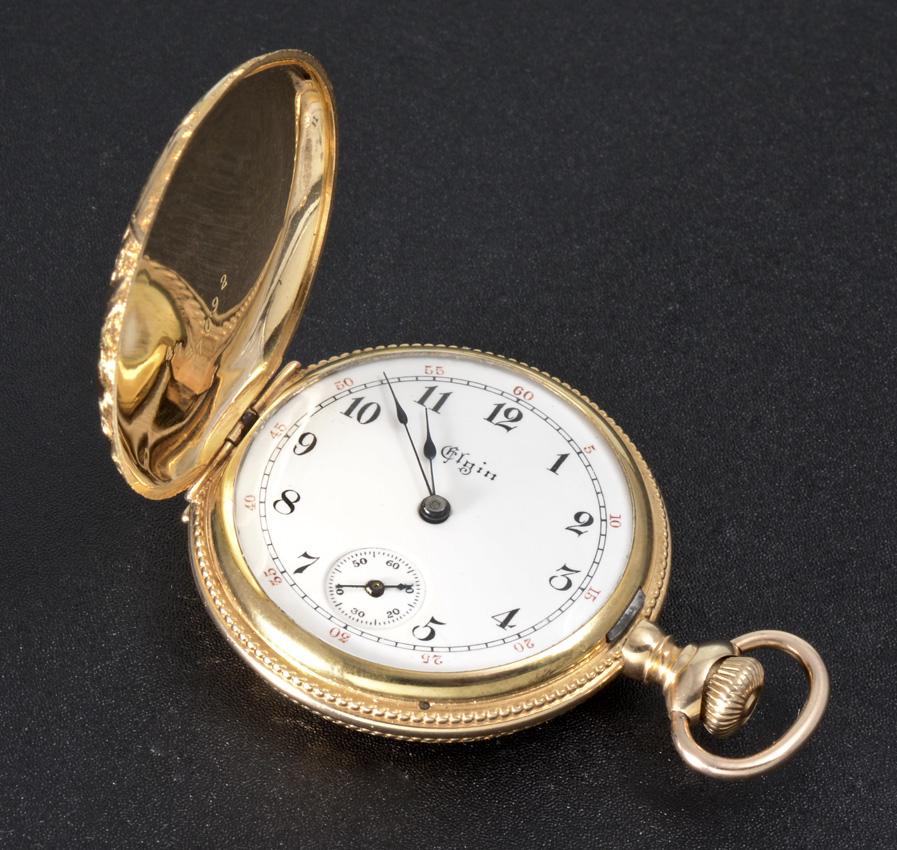 Appraisal: K YELLOW GOLD ELGIN HUNTER CASE POCKET WATCH Circa size